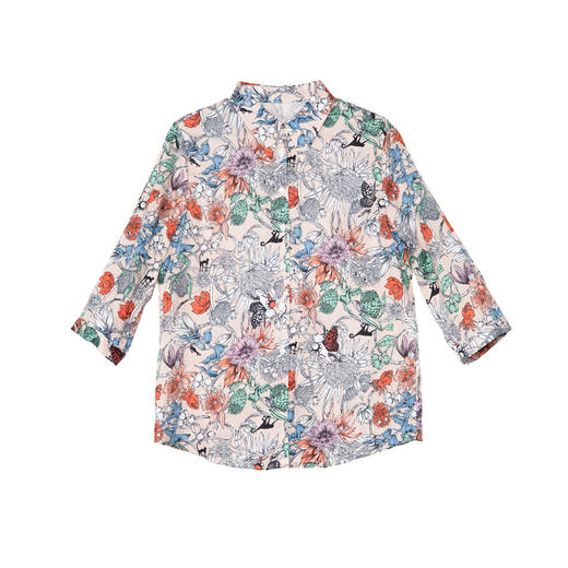 谜底100%棉印花衬衫分袖女2025夏季新款度假风花色衬衣256MC6283 商品图4