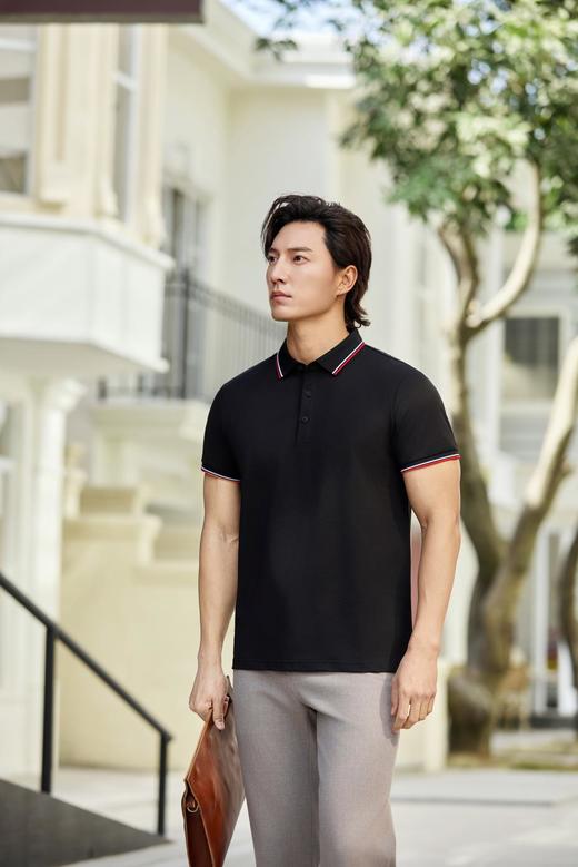莫代尔桑蚕丝珠地7A抗菌间色翻领POLO衫 商品图2