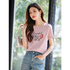 【初夏新品】熙世界优雅百搭透气70%棉25夏季新款圆领T恤女休闲印花女士上衣t 商品缩略图3