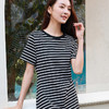 玳莎黑白条纹连衣裙2025夏季新款宽松显瘦休闲百搭短袖圆领中长裙  FB35101 商品缩略图3