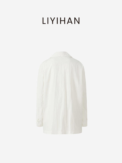 LIYIHAN沉梦 | 25春棉压褶西装外套白色西装小众设计宽松高级感 商品图1