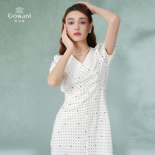 乔万尼白色连衣裙女新款气质法式高级感显瘦长裙DF2E412 商品图2