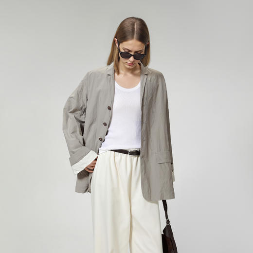 ROMI STUDIO“心绪独白”100%匹马棉超纤纸感洗染衬衣外套 24SSW966 商品图0