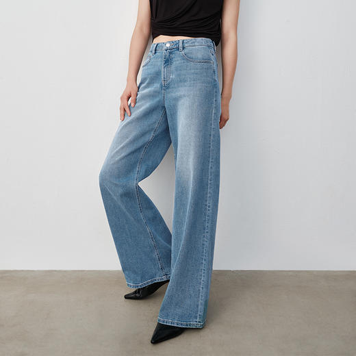 【凉感牛仔阔腿裤】simplepieces夏季薄款SPS牛仔裤女宽松显瘦 商品图1
