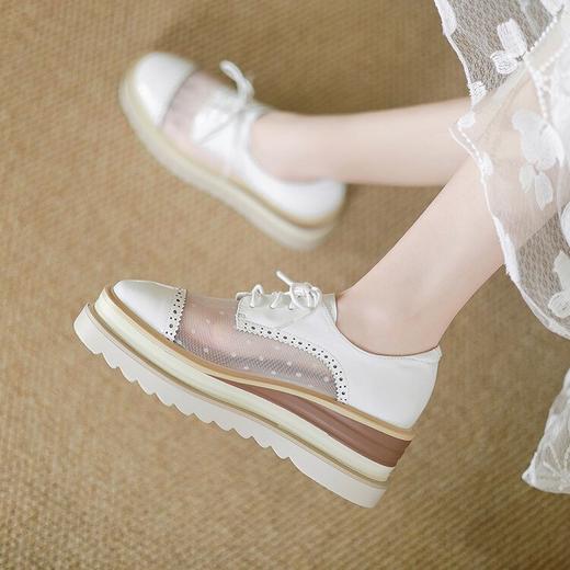 【预售5天】牛皮网纱拼接春夏季新款松糕鞋厚底网鞋凉鞋系带休闲单鞋ZMXY&ZM9025 商品图4