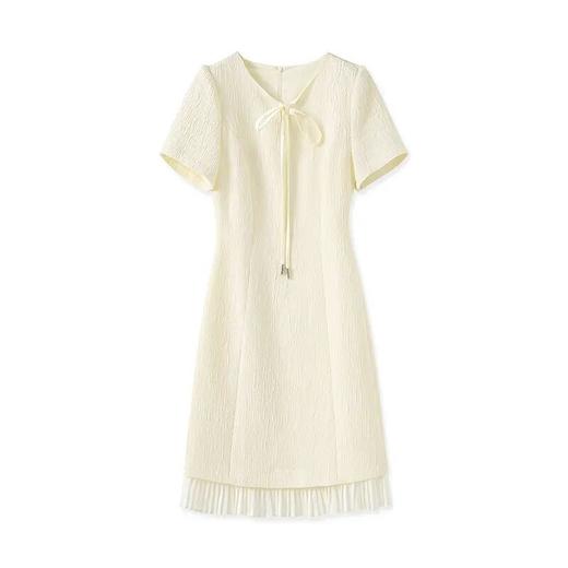 【高货wl】全新升级【铂金会员330/天猫439/差价109】(01349) 洛诗琳新款雅致小香风系带领高级感时髦拼接百褶连衣裙 商品图4