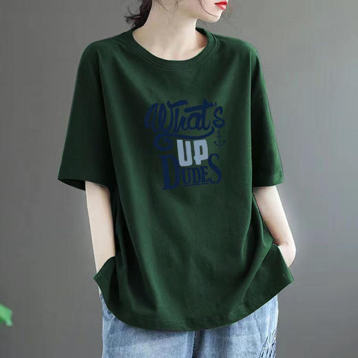 百媚生 100%纯棉短袖宽松T恤女 商品图3