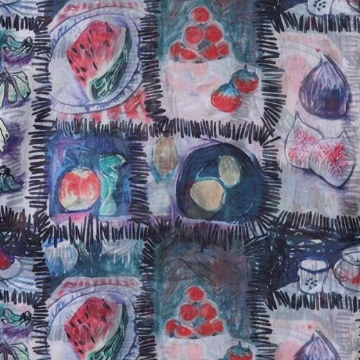 T2998夏季高级感新款潮牌撞色水果油画圆领长袖T恤透气休闲情侣潮流 商品图3