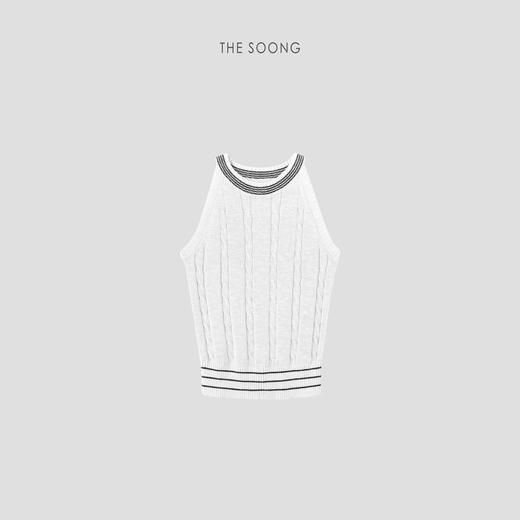 THESOONG"减龄美学"法式亚麻棉纱细腻肌理感绞花针织背心HWBX6836 商品图3