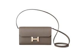 HERMES爱马仕 Constance Long To Go 玫瑰金扣 Epsom小牛皮 钱包手拿单肩斜挎包