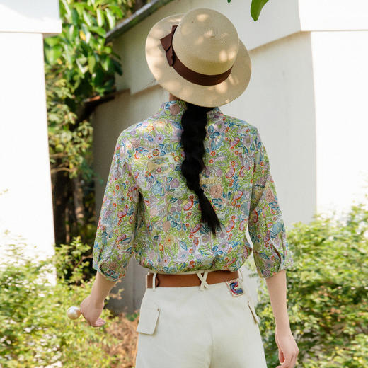 谜底100%棉衬衫分袖女2025夏季新款小碎花清新合体衬衣256MC6282 商品图2