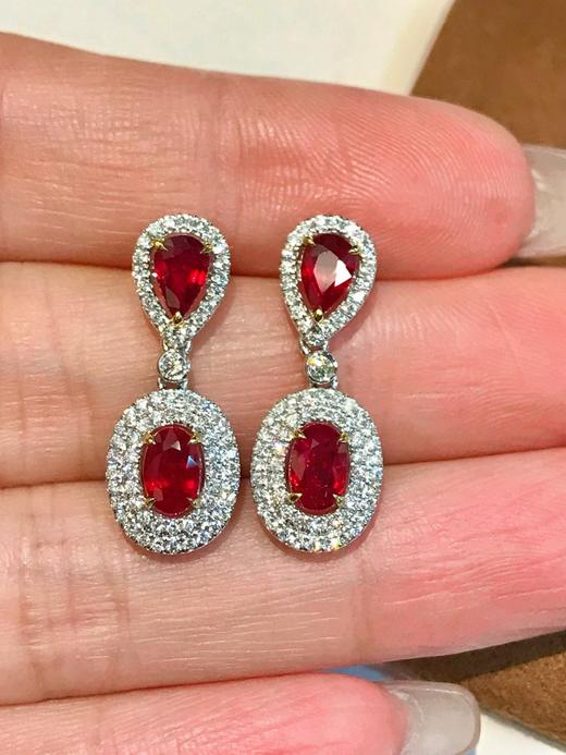 1.78ct刻面红宝石耳坠 商品图2