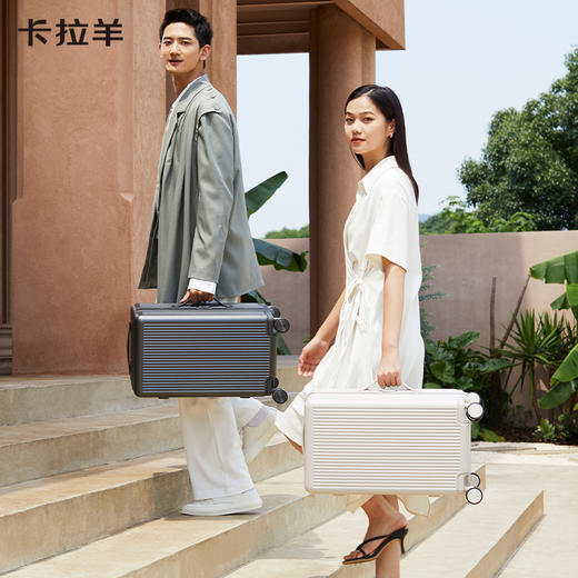 【专利铝框箱】卡拉羊镜面榫卯纯平铝框大深舱魔方体行李箱CX8424 商品图9