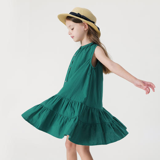 【马克珍妮 法式】女童拼接荷叶边纯棉背心连衣裙夏装新款250010 商品图2