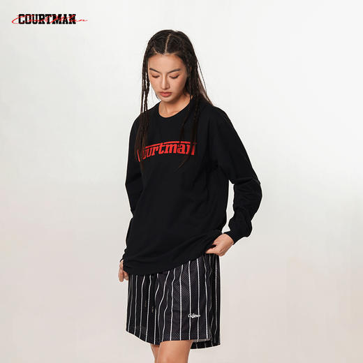 COURTMAN野球帝 运动长袖美式圆领T恤打底衫篮球训练服投篮服男女 商品图0