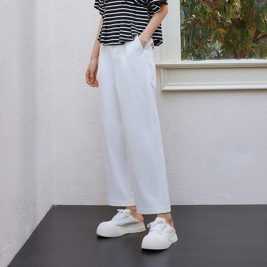 玳莎九分香蕉裤女2025年夏季新款白色简约通勤百搭显高显瘦休闲裤  FB36308 商品图1