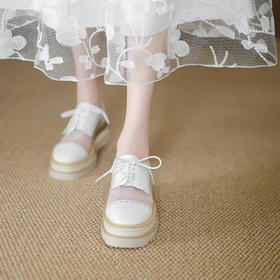 【预售5天】牛皮网纱拼接春夏季新款松糕鞋厚底网鞋凉鞋系带休闲单鞋ZMXY&ZM9025