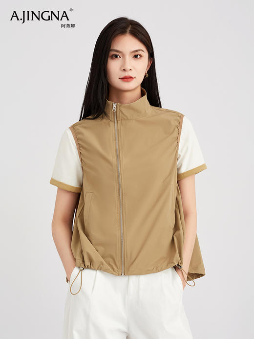 【人气街拍】阿菁娜宽松A字大摆花苞设计感马甲F30C203013 商品图3