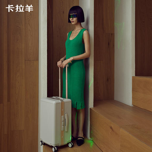 【专利铝框箱】卡拉羊镜面榫卯纯平铝框大深舱魔方体行李箱CX8424 商品图8