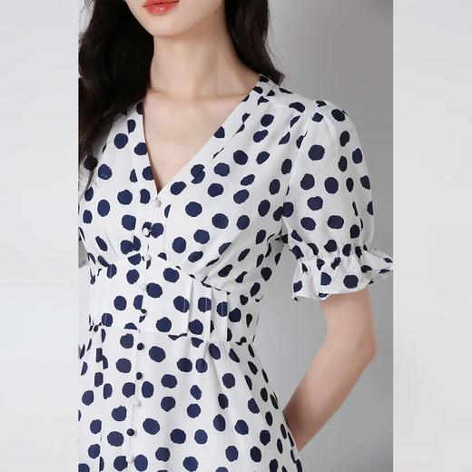 【高货sh】全新升级【铂金会员220/天猫289/差价69】(94614) 洛诗琳25夏季新款赫本抽褶收腰雪纺茶歇法式显瘦连衣裙 商品图3