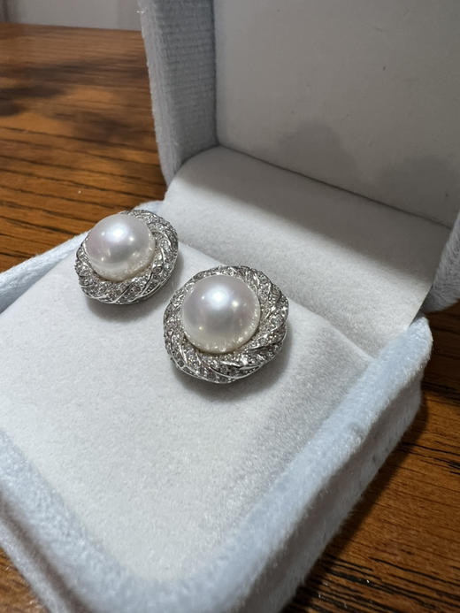 47-4 母亲节特惠 10-11mm 极光无瑕馒头珠 唯爱 重工珍珠耳钉 商品图6