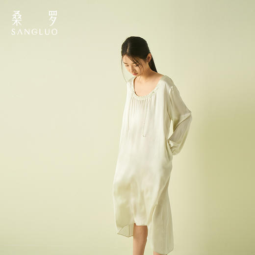 无色纯净系列桑罗长袖连衣裙可外穿睡裙 商品图4
