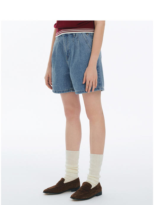Teenie Weenie小熊卡通牛仔短裤女春季女牛仔裤TTTF25M401Z 商品图1