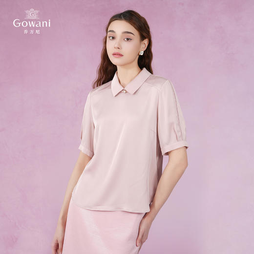 【两色可选】乔万尼新款衬衣领真丝小衫上衣EI2C876 商品图7