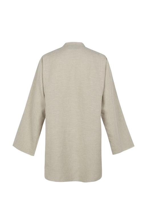 Cortana  浅灰棕条纹TILO丝麻立领衬衫 商品图6