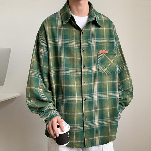 【特大码】【新款DH】大依优型大码短袖衬衫时尚翻领格子雷萨加肥加大休闲胖子宽松上衣男装潮流 商品图0