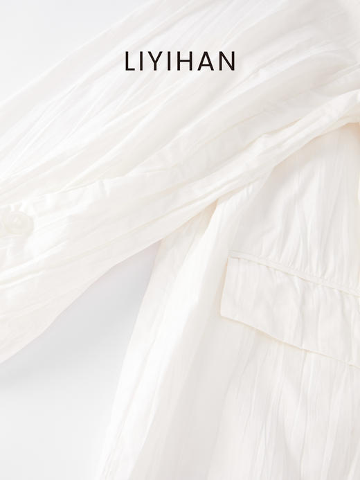 LIYIHAN沉梦 | 25春棉压褶西装外套白色西装小众设计宽松高级感 商品图4