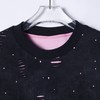 T2984夏季高级感新款美式撞色破洞圆领短袖T恤情侣宽松潮流时尚上衣 商品缩略图1
