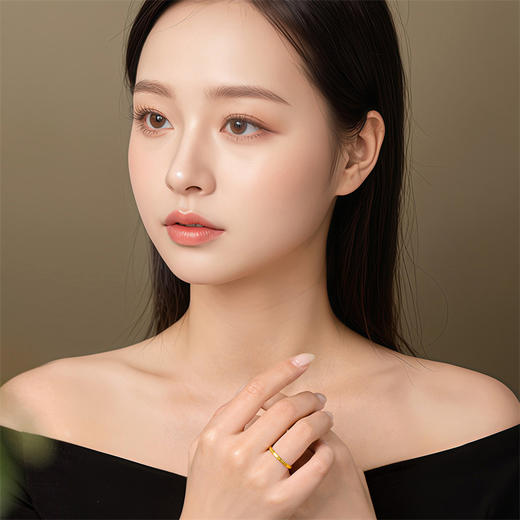 MEMORA诗普琳黄金戒指小金圈简约素圈细小戒指叠戴足金尾戒HR2002 商品图1