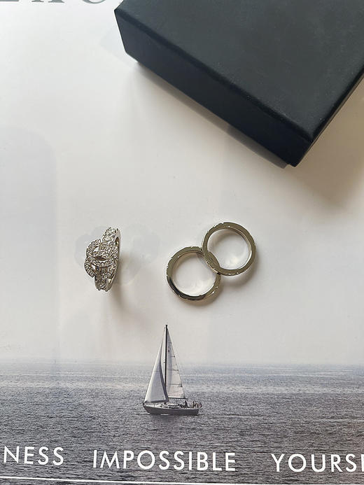 THS-无 香家  三合一戒指 素圈+双C钻饰戒指 3合一戒指 2款 CU1287 商品图8