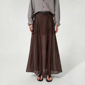 ROMI STUDIO“法式优雅”天丝复古高腰修身茧型鱼尾乌木色半裙Q4010