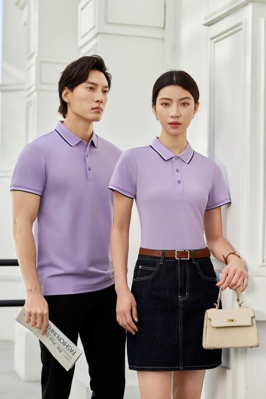莫代尔桑蚕丝珠地7A抗菌间色翻领POLO衫 商品图7