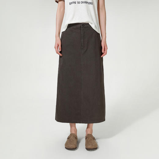 ROMI STUDIO“都市休闲”100%斜纹棉水洗后开叉廓形半裙RW24AXM0046 商品图0