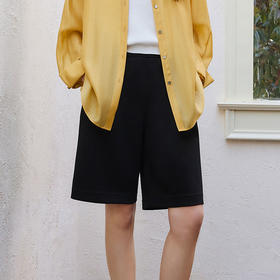 玳莎针织百慕大中裤女2025年夏季新款通勤时尚百搭直筒显瘦A字裤  FB36201