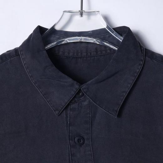 252129夏季高级感新款潮牌纯色牛仔口袋短袖衬衫经典百搭简约休闲衬衣 商品图2