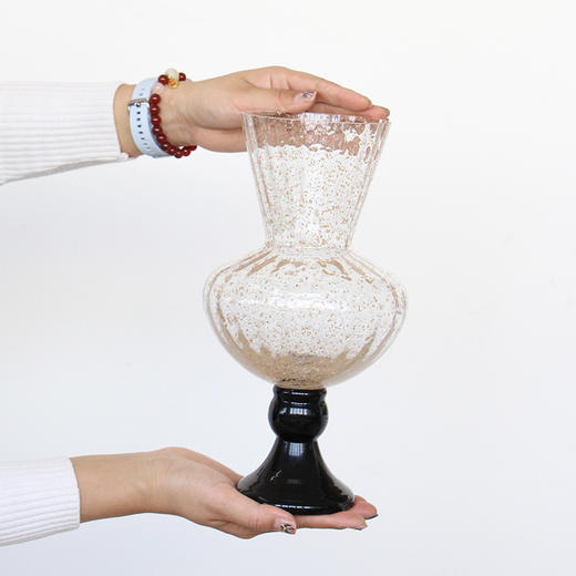 中古风鎏金粉高脚法式透明风灯花瓶鲜花餐桌台面居家装饰玻璃瓶 商品图11