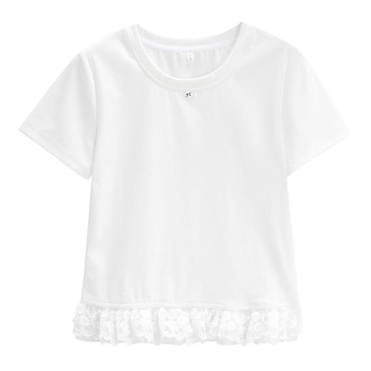 【小个子定制】 IEF/爱依服2025上衣夏季 韩版甜美少女风蕾丝花边下摆设计T恤DS02284-X- 商品图5