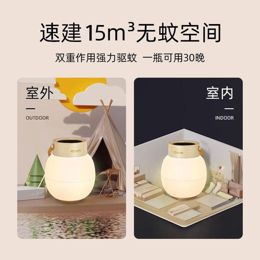 【送母婴驱蚊液45ml*3瓶】初逢 高颜值不倒翁 夜灯驱蚊灯 温和配方 露营灯驱蚊灯二合一 商品图6