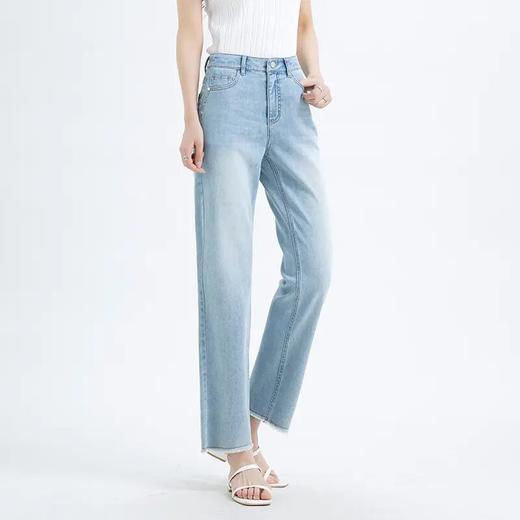 【高货rg】全新升级【铂金会员165/天猫219/差价54】(11330) 洛诗琳25夏小个子中高腰法棍牛仔裤女显瘦毛边九分直筒裤rg11330 商品图1