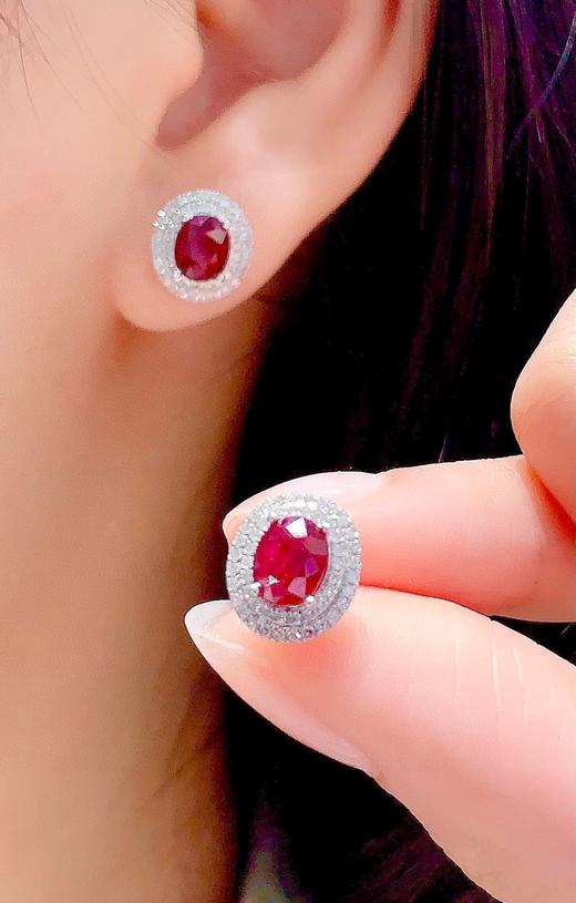 1.85ct刻面红宝石耳钉 商品图2