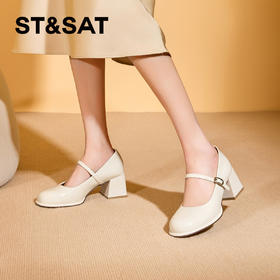 星期六简约圆头粗跟玛丽珍单鞋SSC1111746