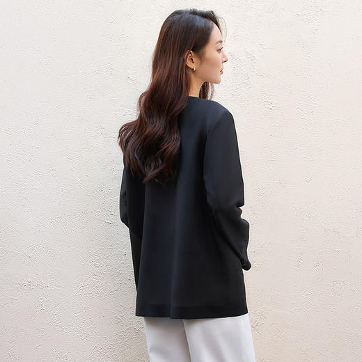 玳莎气质无领西装女2025年夏季新款通勤简约黑色醋酸真丝混纺外套  FB37303 商品图2