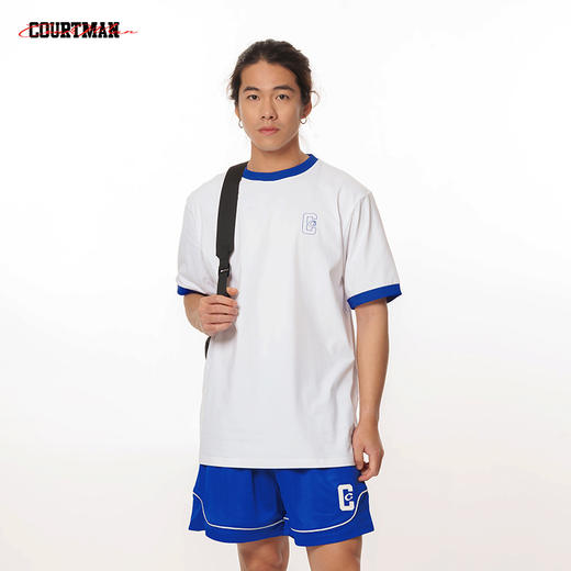 COURTMAN野球帝运动休闲T恤男女同款美式篮球短袖C标螺纹系列款 商品图0