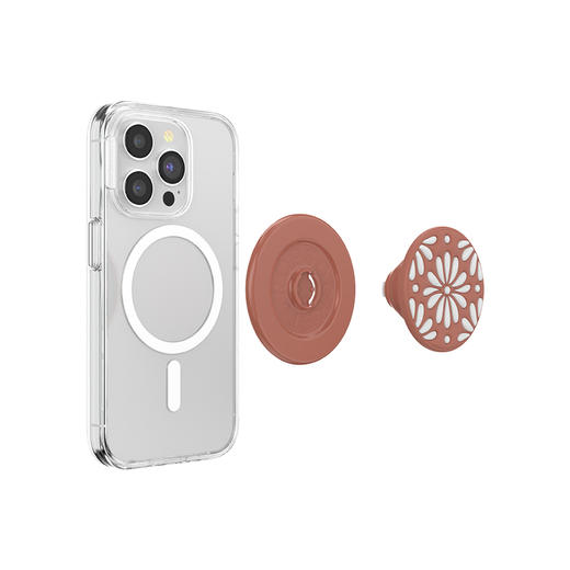 【绿洲物语】花陶·棕·MagSafe圆啪嗒 MAGSAFE磁吸手机气囊支架 Round圆啪嗒系列 棕色 植物花卉 商品图3