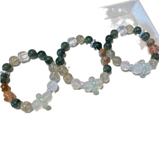 钻石豪门15000积分天然绿发晶黑金超白幽灵白水晶方糖手串招财转运喜金水木（12mm） 商品图3