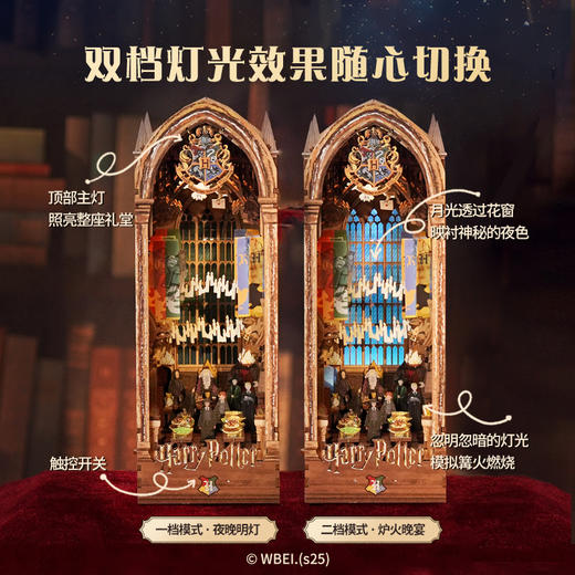 哈利波特拼装书立：霍格沃茨礼堂 官方正版授权书立 哈利波特周边生日礼物立体书城堡礼堂学院木质桌面 磨铁 商品图2